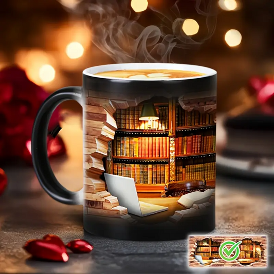 Enchanting Bookshelf Heat-Reveal Ceramic Mug